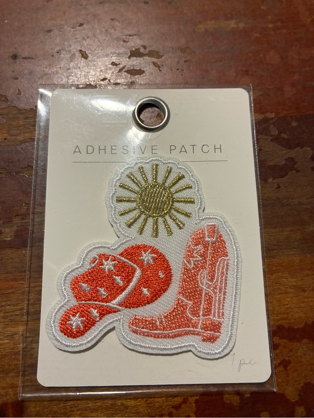 Adhesive Sun, Cowboy Boot & Hat Patch Set - Orange & Gold